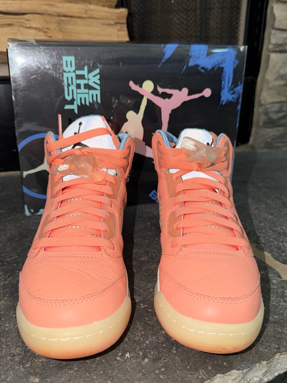 Jordan Kids' Retro Sneakers - Coral Orange Upper with Cream Sole